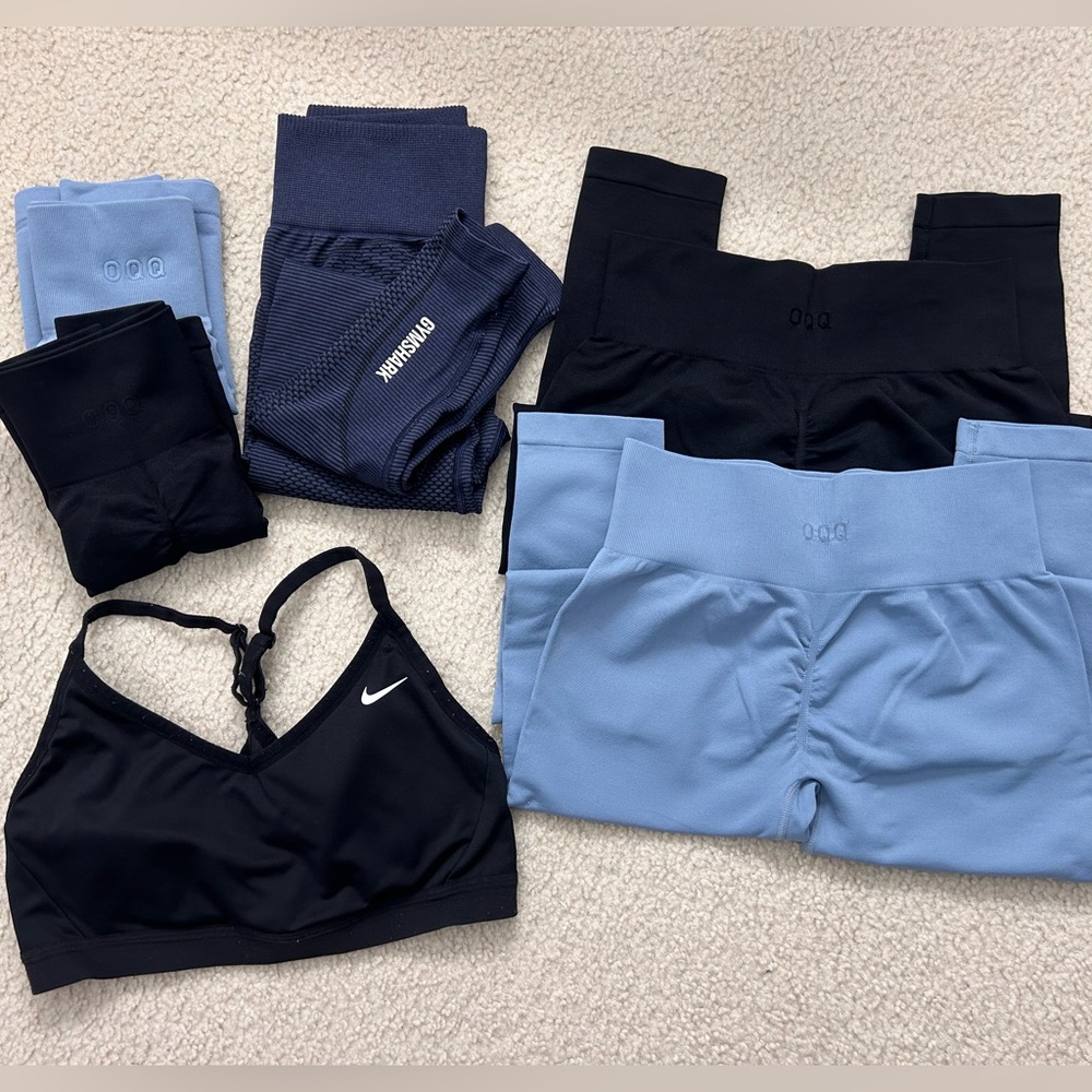 Activewear Legging & Sports Bra Bundle - Black & Light Blue